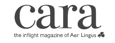 Logo of 'cara', the inflight magazine of Aer Lingus, with the brand name in black text on a white background.